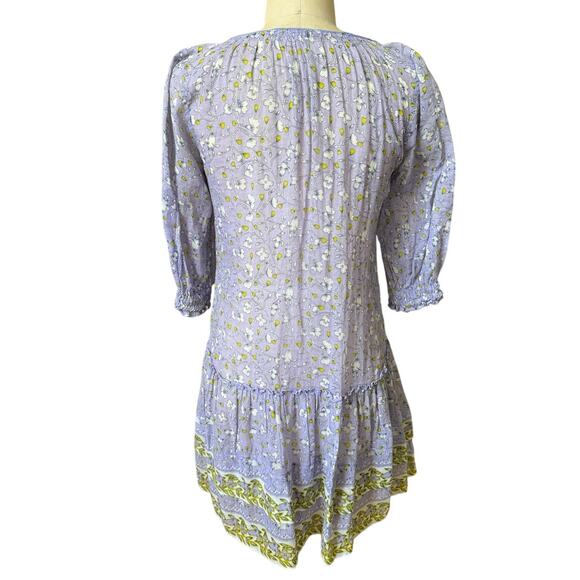 Poupette St. Barth Floral Watercolor Dropwaist Dress Cover Up Size Small - Picture 4 of 5